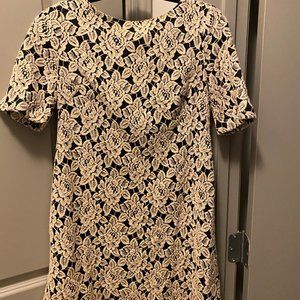 Cream and Black Floral Shift Dress